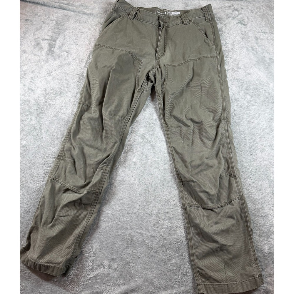 Carhartt Double Knee Work Pants 33x32 Relaxed Fit Olive Green — Rugged Utility